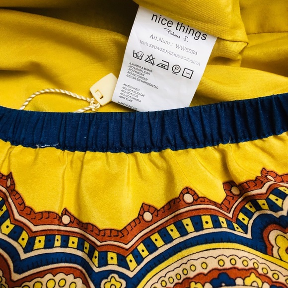 Nice Things by Paloma S yellow printed silk skirt size 6 - Picture 6 of 8